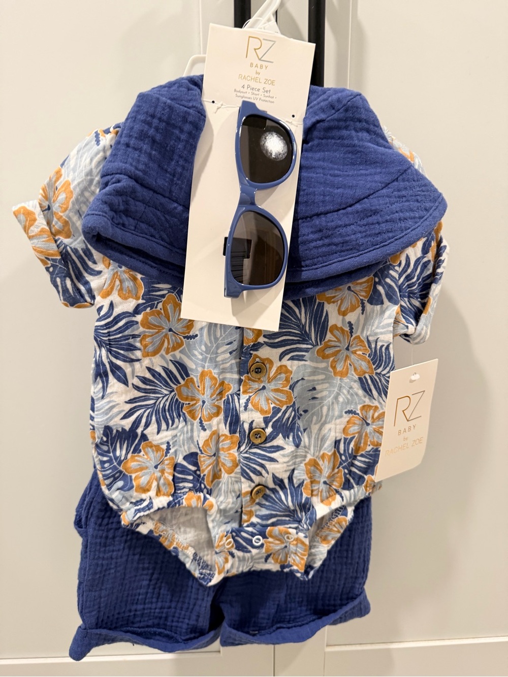 NWT Rachel Zoe Baby 4 Piece Tropical Set 3-6M Sunglasses Sunhat